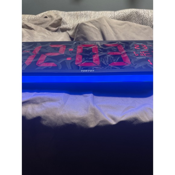 Large Digital LED Clock Red Display Temperature Date Week Time Multi Color Base - Picture 9 of 15